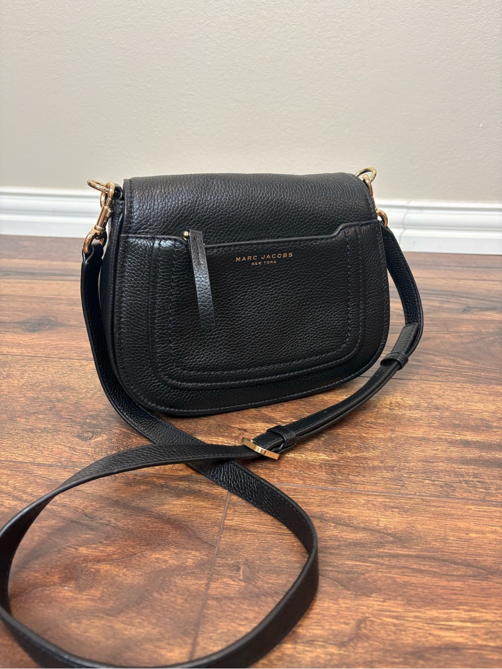 Marc Jacobs Bag Empire City Crossbody Mini Messenger Black Leather Flap Pebbled
